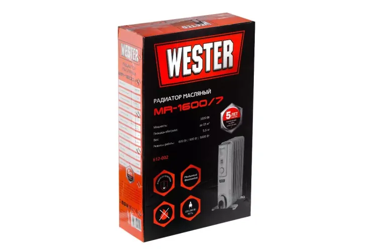 Масляный электрический радиатор WESTER MR1600/7 купить в Губкинске