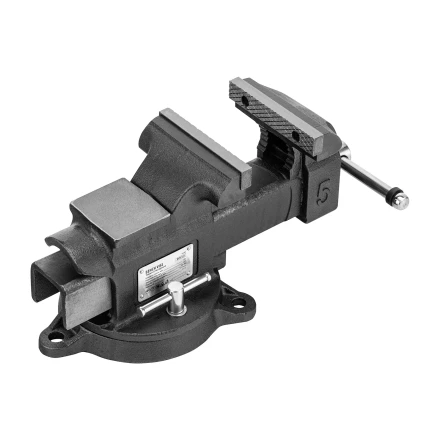 Тиски слесарные BVH-125, 125 мм, поворотные, стальная направляющая, с наковальней //Denzel 18684 купить в Губкинске