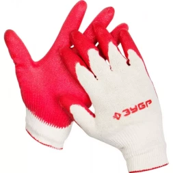 Перчатки ЗУБР "МAСTEP" трикотажные, х/б, обливная ладонь из латекса, S-M 11458-S