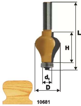 Фреза по дереву кромочная фигурная для перил 32х38 твердосплав ц/хв 12 ЭНКОР 10681 купить в Губкинске