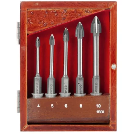 Набор ЗУБР &quot;ПРОФЕССИОНАЛ&quot;: Сверла по кафелю, керамике, с четырьмя режущими лезвиями 4, 5, 6, 8, 10мм, 5шт 29845-H5_z01 купить в Губкинске