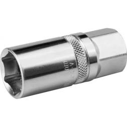 Торцовая головка KRAFTOOL "INDUSTRIE QUALITAT", свечная с резин. вставк., Cr-V, FLANK, хромосатинированная, 1/2", 16мм 27812-16_z01