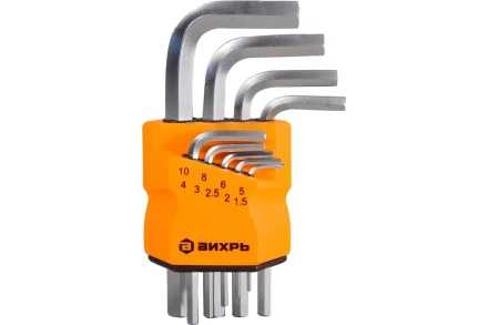 Набор ключей имбусовых Вихрь HEX, 9 шт, 1.5-10 мм 73/6/5/11 купить в Губкинске