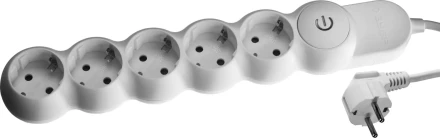 Удлинитель ЗУБР &quot;МАСТЕР&quot; электрический, ПВС сечение 1кв мм, выкл, заземл, защитная шторка, 5 гнезд, макс мощн 3500Вт, 5м 55059-5 купить в Губкинске