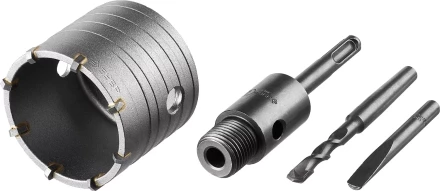 Коронка ЗУБР буровая, коническая посадка центрирующего сверла, SDS-Plus хвостовик, в сборе, 68мм 2918-68_z01 купить в Губкинске