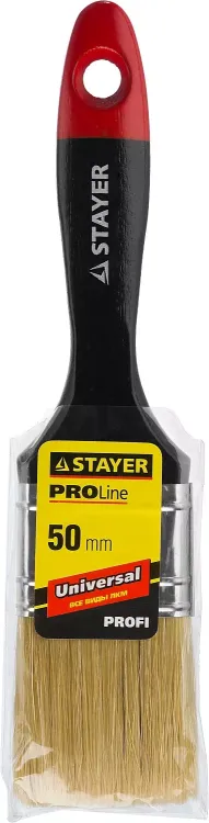 Кисть плоская STAYER "UNIVERSAL-PROFI", светлая натуральная щетина, деревянная ручка, 50мм 0104-050 купить в Губкинске