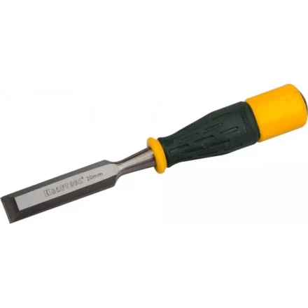 Стамеска KRAFTOOL &quot;EXPERT&quot; упрочненное полотно, ударочпрочная двухкомп ручка, стальной затыльник для ударных работ,20мм 1815-20_z01 купить в Губкинске