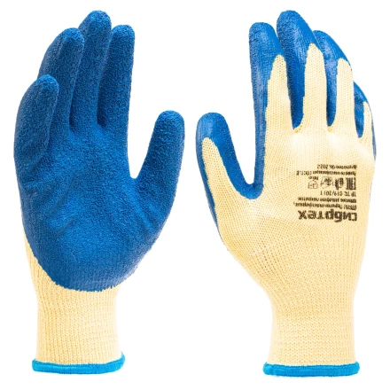 Перчатки трикотажные, полиэфирные, латексное рельефное покрытие, размер 8// Сибртех 677515 купить в Губкинске