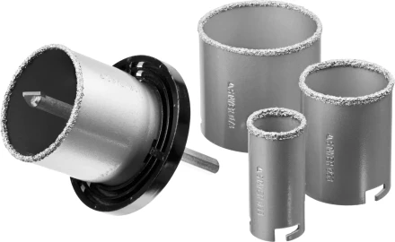 Набор STAYER &quot;PROFESSIONAL&quot;: Коронки с основанием и центровочным сверлом, d=33, 53, 67, 73мм, 6предм 33345-H6 купить в Губкинске