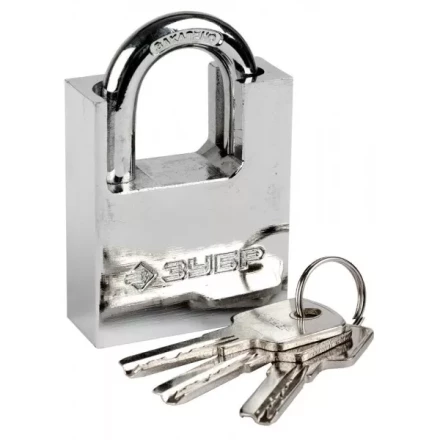 Замок ЗУБР &quot;ЭКСПЕРТ&quot; навесной, стальной корпус, закаленная дужка, с дополнительной защитой, 50мм 37223-50 купить в Губкинске