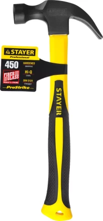 Молоток-гвоздодер &quot;Fiberglass&quot; с фиберглассовой рукояткой, 450 г, STAYER Professional 2026-450_z01 купить в Губкинске