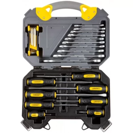 Набор инструментов STAYER &quot;PROFI&quot; универсальный, высококачественная CRV сталь, хромированное покрытие, 26 предметов 27710-H26 купить в Губкинске