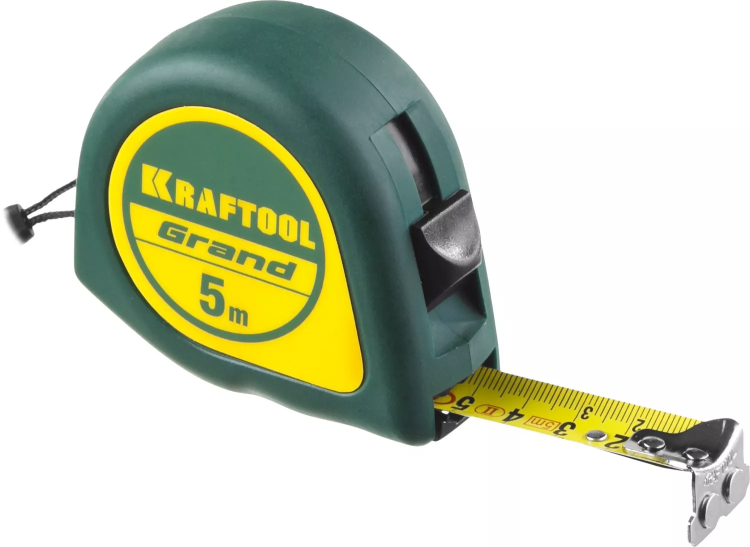 Рулетка KRAFTOOL GRAND, обрезиненный пластиковый корпус, 5м/19мм 34022-05-19 купить в Губкинске