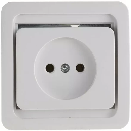 Розетка СВЕТОЗАР &quot;ГАММА&quot; одинарная, цвет белый, 16А/~250В SV-54100-W купить в Губкинске