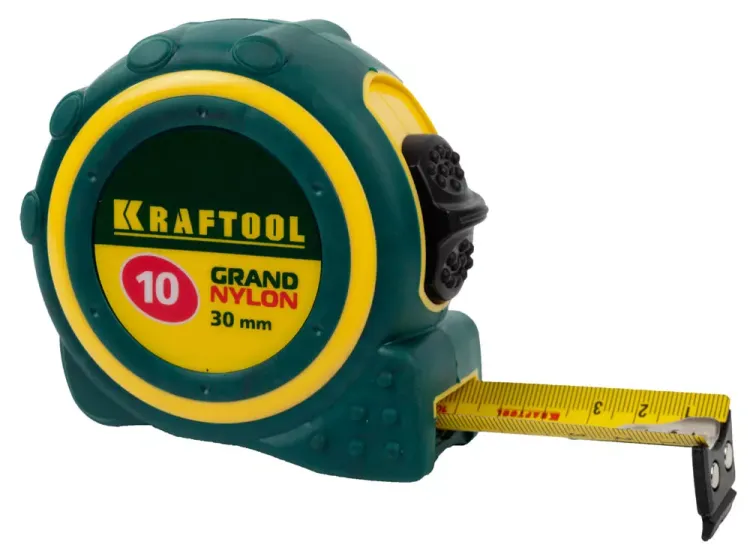 Рулетка KRAFTOOL "GRAND", двухкомпонентный корпус, двусторонняя шкала, нейлоновое покрытие, 10мх30мм 3412-10_z01 купить в Губкинске