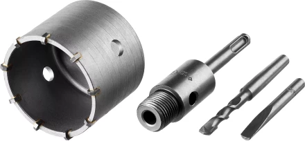 Коронка ЗУБР буровая, коническая посадка центрирующего сверла, SDS-Plus хвостовик, в сборе, 73мм 2918-73_z01 купить в Губкинске