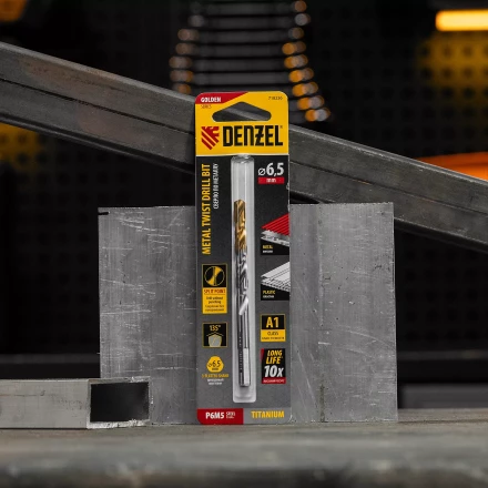 Сверло спиральное по металлу Denzel  6,5 x 100 мм, Р6М5, Golden Tip 718236 купить в Губкинске