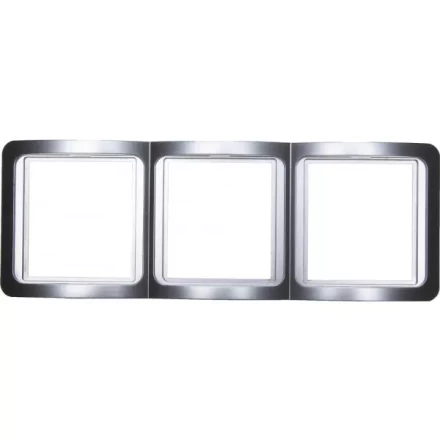 Панель СВЕТОЗАР &quot;ГАММА&quot; накладная, вертикальная, цвет светло-серый металлик, 3 гнезда SV-54149-SM купить в Губкинске