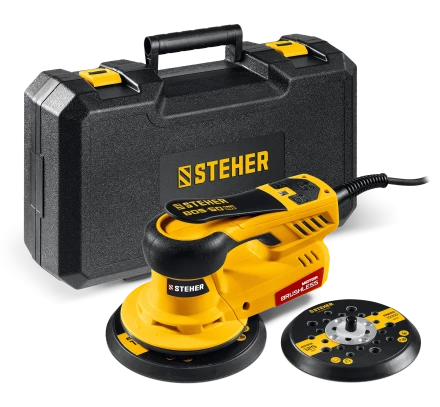STEHER BOS-50 Duo, d125 / d150 мм, 5.0 мм, 350 Вт, бесщеточная орбитально-шлифовальная машина, кейс (BOS-50) купить в Губкинске
