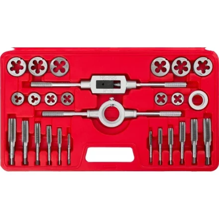 Набор ЗУБР &quot;МАСТЕР&quot; с металлорежущим инстр., метчики однопроходные и плашки М5-М16, оснастка - в пластик. боксе, 27пред. 28123-H27 купить в Губкинске