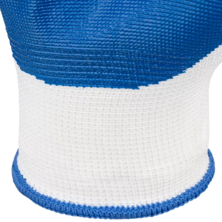 Перчатки полиэфирные с синим нитрильным покрытием, размер 9, 13 класс вязки// Сибртех 678625 купить в Губкинске