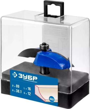 ЗУБР 89 x 16 мм, радиус 38.1 мм, фреза фигирейная №2, Профессионал (28761-89) купить в Губкинске