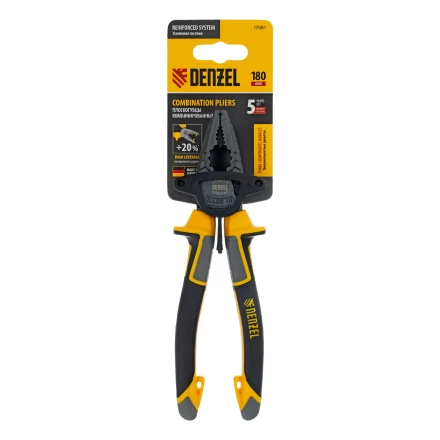Плоскогубцы комбинированные 180 мм Denzel 17081, трехкомпонентные рукоятки купить в Губкинске