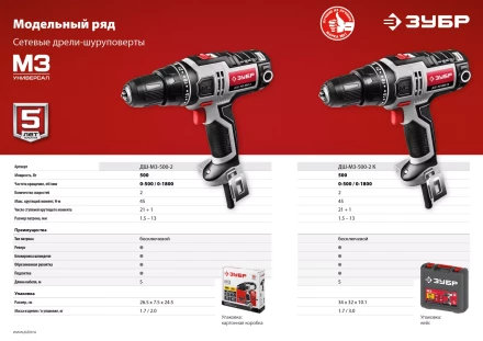Дрель-шуруповерт сетевая ДШ-М3-500-2 серия МАСТЕР купить в Губкинске