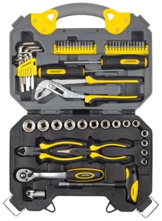 Набор инструментов STAYER &quot;PROFI&quot; универсальный, высококачественная CRV сталь, хромированное покрытие, 56 предметов 27710-H56 купить в Губкинске