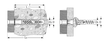 Дюбели универсальные с бортиком с саморезами пакет серия МАСТЕР купить в Губкинске