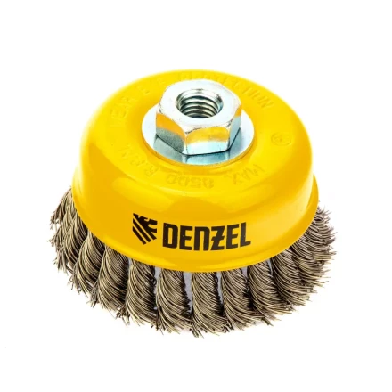 Щетка для УШМ 100 мм Чашка крученая нержавеющая проволока 0.5 мм М14 Denzel 746283 купить в Губкинске