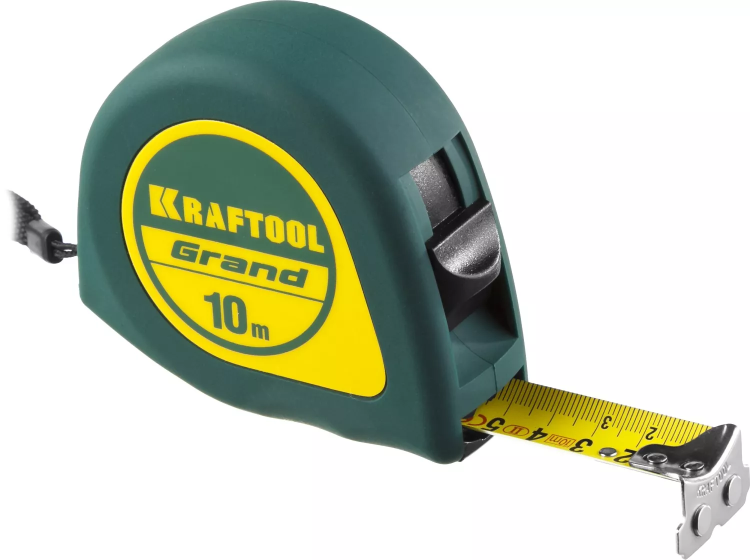 Рулетка KRAFTOOL GRAND, обрезиненный пластиковый корпус, 10м/25мм 34022-10-25 купить в Губкинске