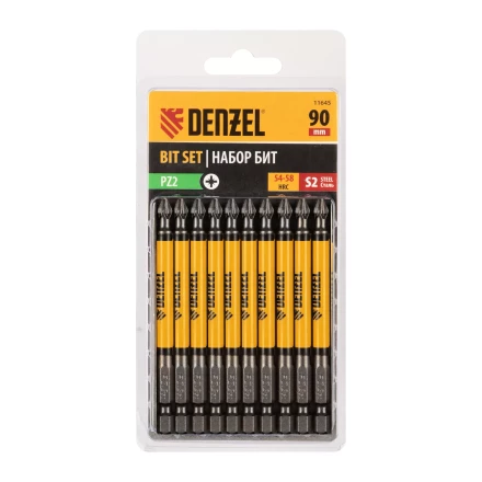 Бита PZ2х90, сталь S2, цилиндр., 10 шт. Е 6,3 Denzel 11645 купить в Губкинске