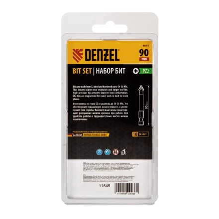 Бита PZ2х90, сталь S2, цилиндр., 10 шт. Е 6,3 Denzel 11645 купить в Губкинске