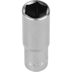 Головка торцовая ЗУБР "МАСТЕР" (1/4"), удлиненная, Cr-V, FLANK, хроматированное покрытие, 10мм 27717-10