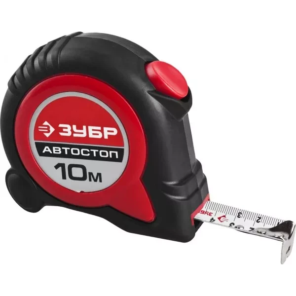 Рулетка ЗУБР "МАСТЕР", двухкомпонентный корпус, автостоп, 10м/25мм 34052-10-25 купить в Губкинске
