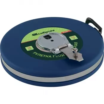 Рулетка геодезическая 50 м х 13 мм СИБРТЕХ закрытый корпус,фиберглассовая лента 31263 купить в Губкинске