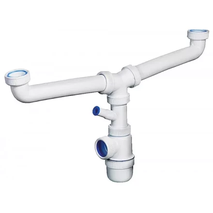 Сифон ЗУБР "ЭКСПЕРТ" колбовый для двухместной мойки с отводом для стиральной машины 51815-2 купить в Губкинске