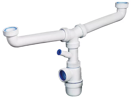 Сифон ЗУБР "ЭКСПЕРТ" колбовый для двухместной мойки с отводом для стиральной машины 51815-2 купить в Губкинске