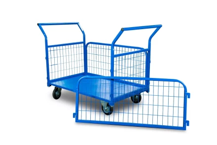 Тележка платформенная TOR ТП-3С (700х1200) с бортами из сетки и двумя ручками (колеса 160 мм) 1012415 купить в Губкинске