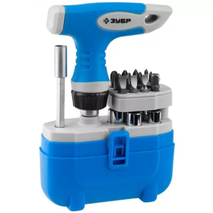 Набор ЗУБР &quot;ЭКСПЕРТ&quot; Отвертка реверсивная с пистолетной двухкомпонетной рукояткой; Cr-V биты, 20 предметов 25413-H20 купить в Губкинске