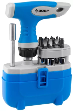 Набор ЗУБР &quot;ЭКСПЕРТ&quot; Отвертка реверсивная с пистолетной двухкомпонетной рукояткой; Cr-V биты, 20 предметов 25413-H20 купить в Губкинске