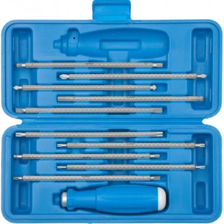 Набор ЗУБР: Отвертка с 2сторонними стержнями, пластик бокс, хромомолибденовая сталь, 11 предметов, 175мм 25427-H11 купить в Губкинске