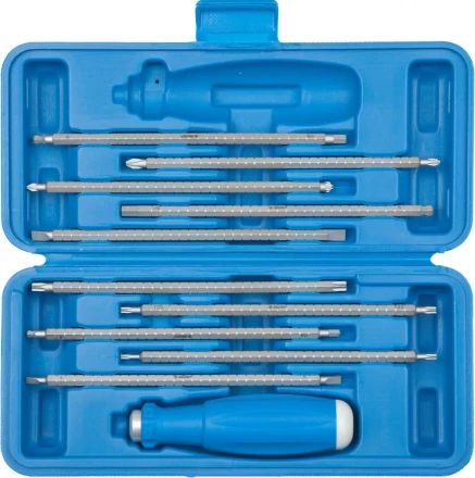 Набор ЗУБР: Отвертка с 2сторонними стержнями, пластик бокс, хромомолибденовая сталь, 11 предметов, 175мм 25427-H11 купить в Губкинске