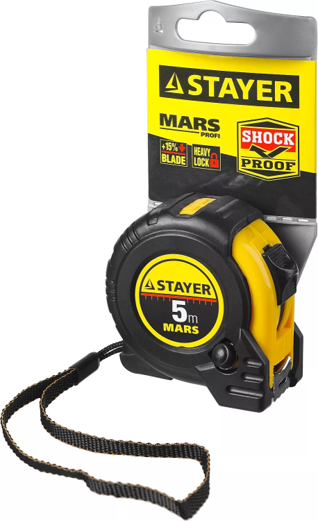Рулетка STAYER "PROFI" "MARS", обрезиненный корпус, 5мх19мм 34131-05 купить в Губкинске