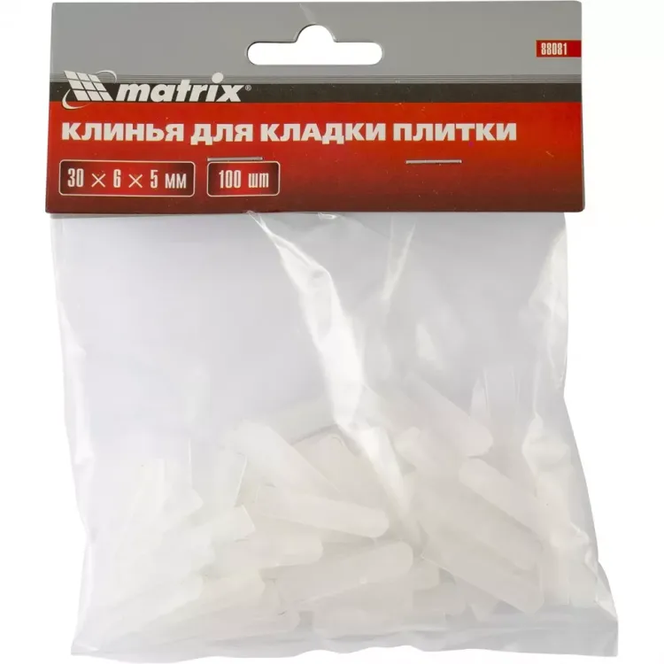 Клинья для кладки плитки 30 х 6 х 5 мм упаковка 100 штук Matrix 88081 купить в Губкинске