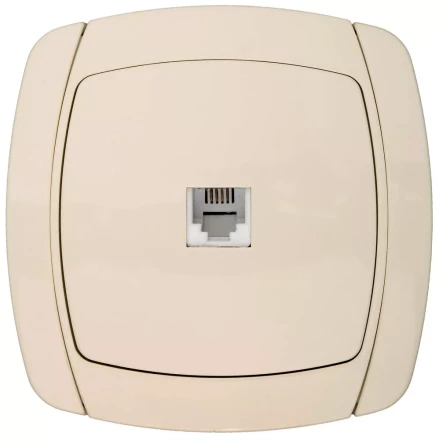 Розетка СВЕТОЗАР &quot;CITY LIGHT&quot; телефонная одинарная в сборе, цвет бежевый SV-54217-B купить в Губкинске