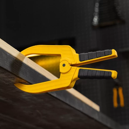 Струбцина клещеобразная Denzel, удлиненная 75 х 110 мм двухкомпонентные рукоятки, 20790 купить в Губкинске