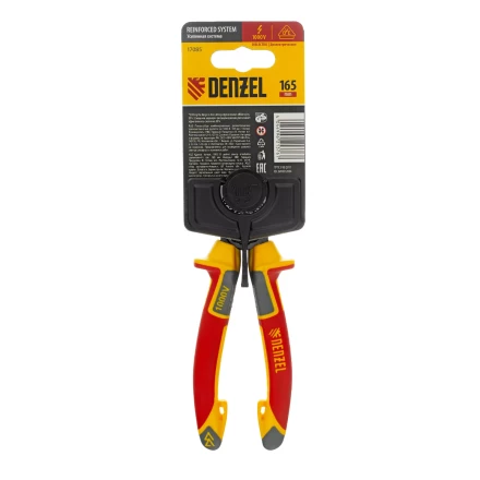 Плоскогубцы комбинированные Denzel 17085, диэлектрические трехкомпонентные рукоятки до 1000 В, 165 мм купить в Губкинске