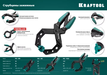 Струбцина KRAFTOOL RC-xx, зажимная ручная 32224-04 купить в Губкинске